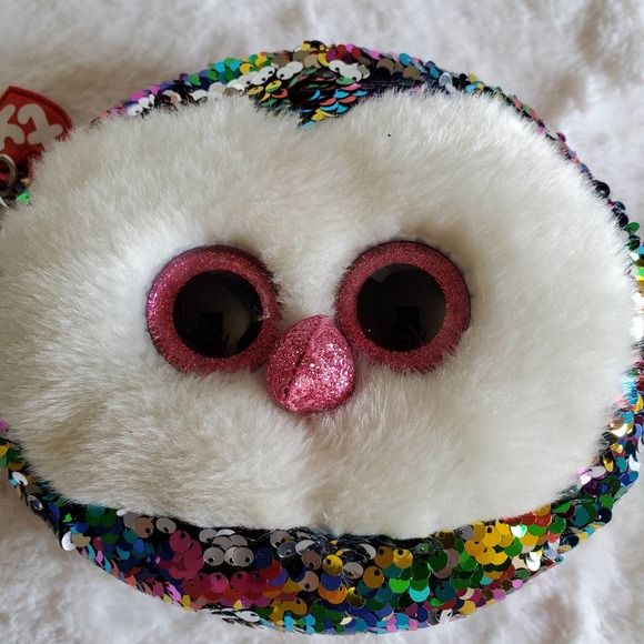TY Owen Rainbow Owl Sequin Purse - Picture 4 of 9